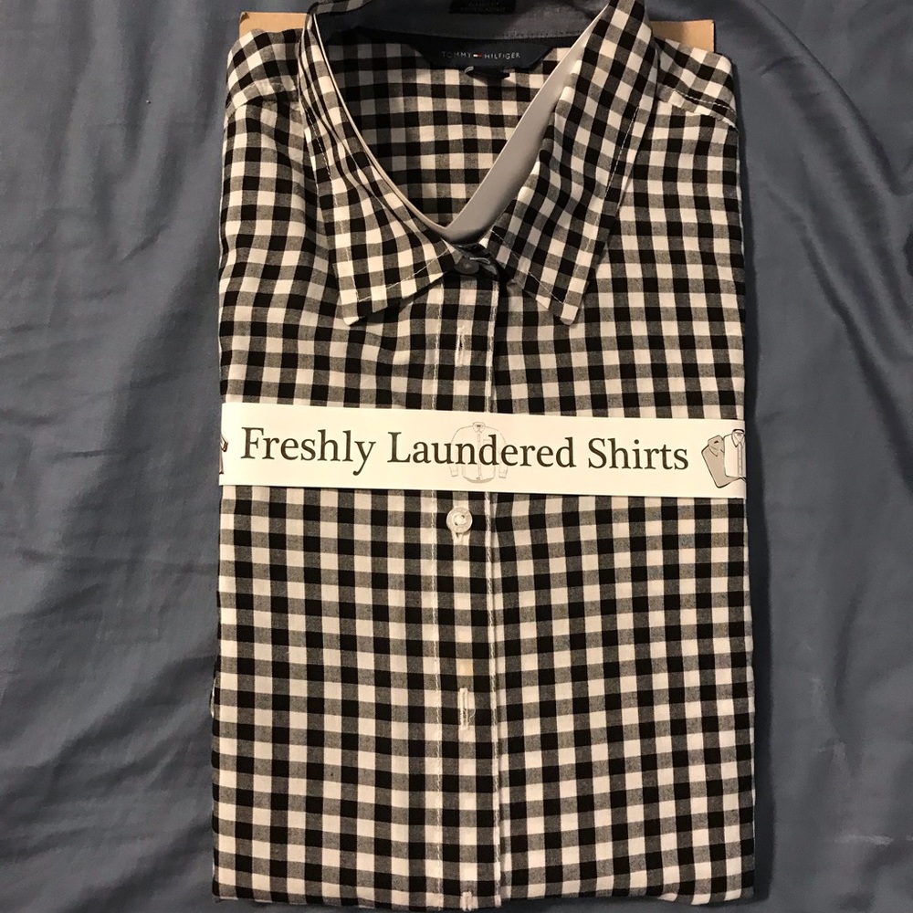 Black and white gingham button down